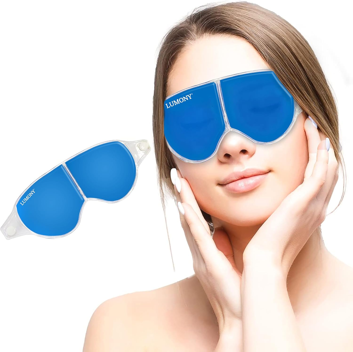 LUMONY&reg; Eye Mask with Cooling Gel Eye Mask for Dark Circles,Dry Eyes, Cooling Eyes, Pain Relief, Redness, Eye Patches Eye Cooling Gel Pads for Eye Relaxing Mask Gel Eyes Pack Eye Mask for Sleeping image number 2