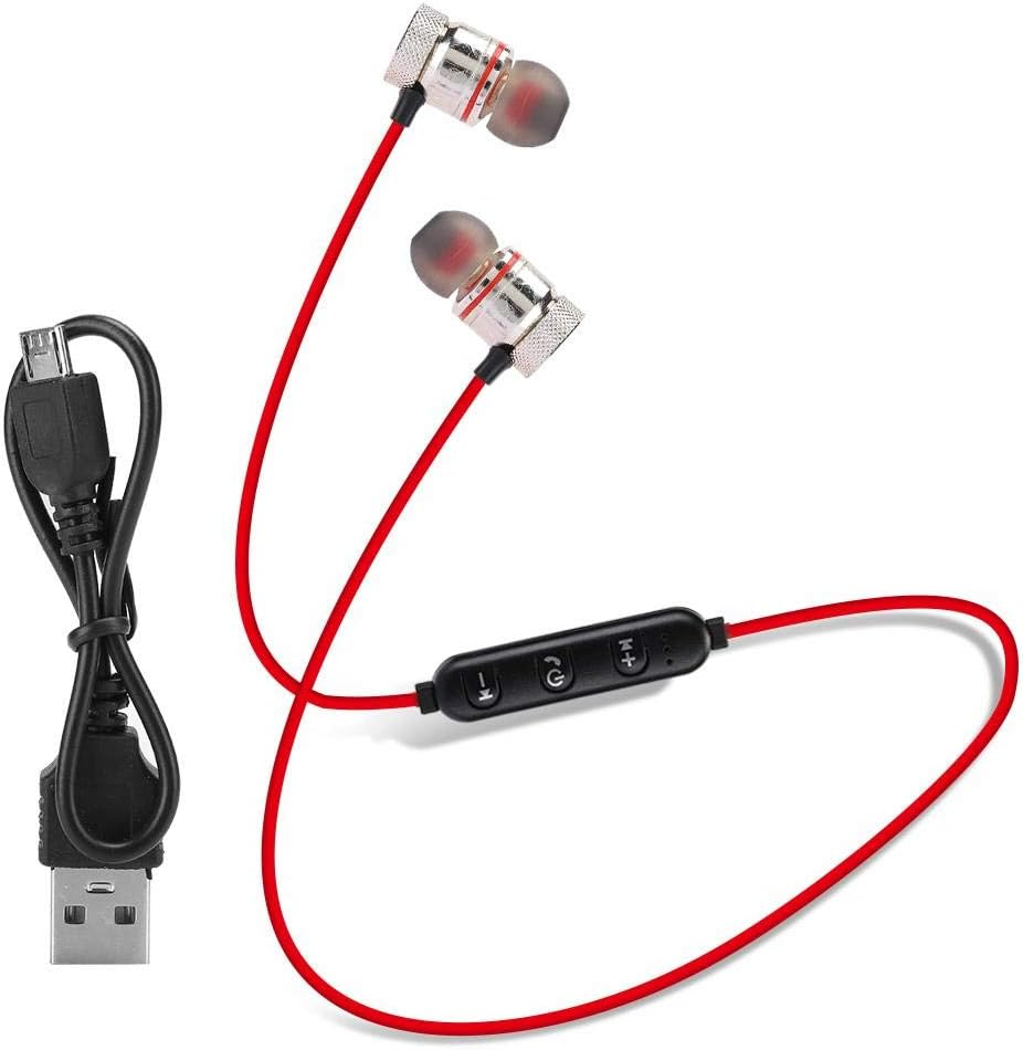 Bluetooth Headphones, Neckband Headset, Wireless Sports Headphones, In-Ear Stereo Headsets for Noise Cancellation for Training, Sports (Red) image number 1