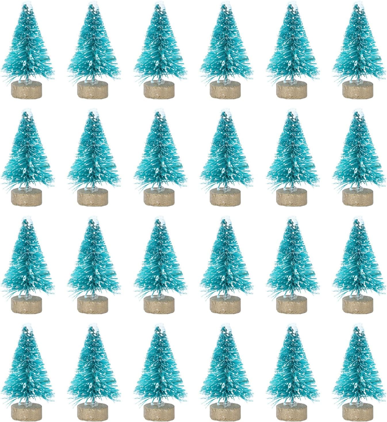 VALICLUD Christmas Tree, Mini Christmas Tree Decoration Tabletop, 24 Pieces, Snow Frosted Tree with Wooden Base for Christmas Party Office Restaurant Home Decor (Teagle) image number 4
