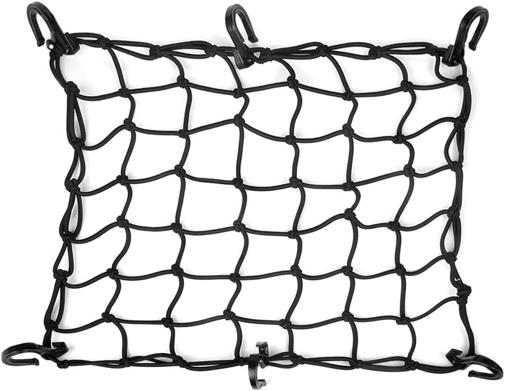 15"X15" Motorcycle Cargo Net Stretches to 30"X30" with 6 Hooks 2''X2'' Mesh for Motorcycle Motorbike Bikes image number 4