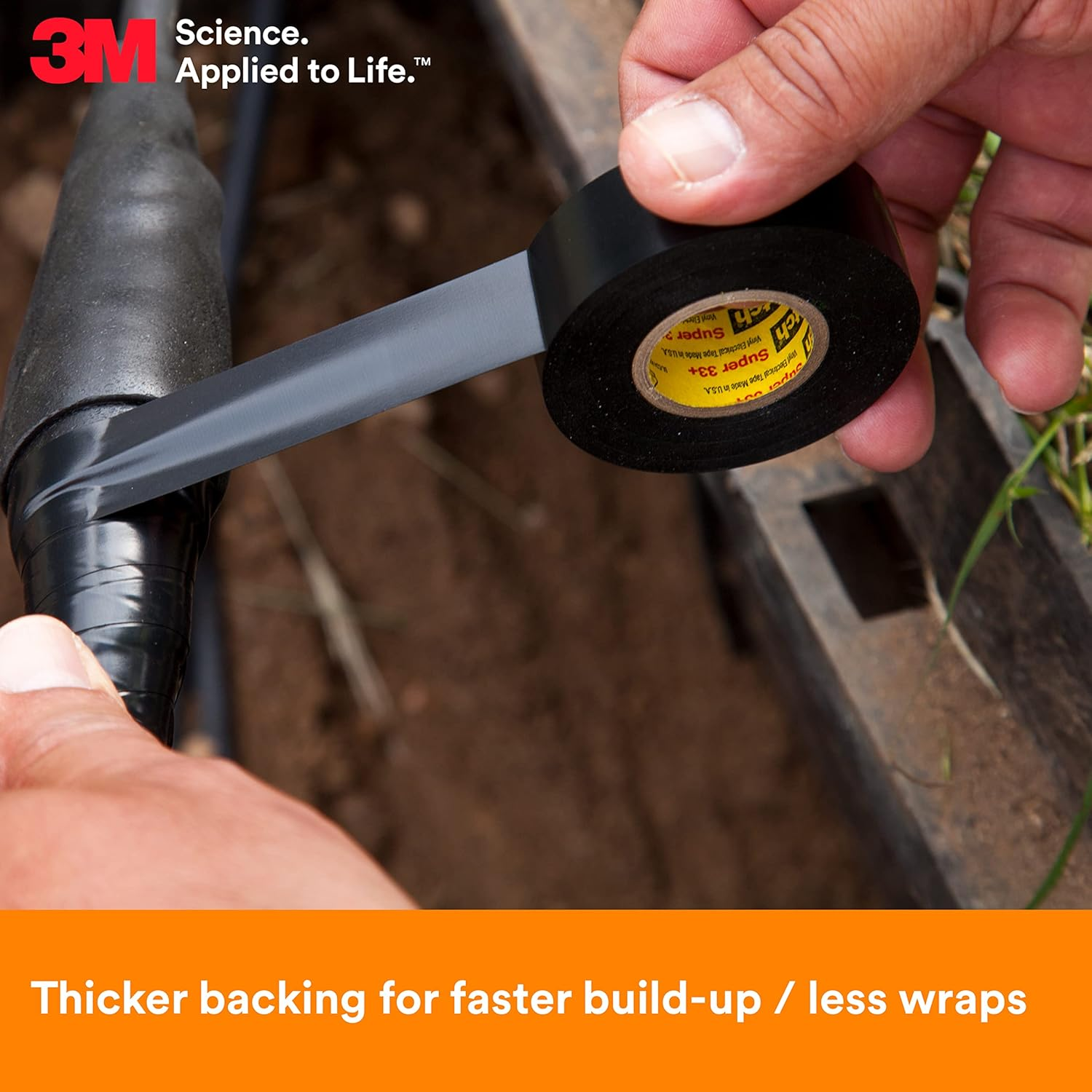 3M Scotch(R) Super 33(TM) Vinyl Electrical Tape, 3/4 in X 52 Ft, Black image number 5