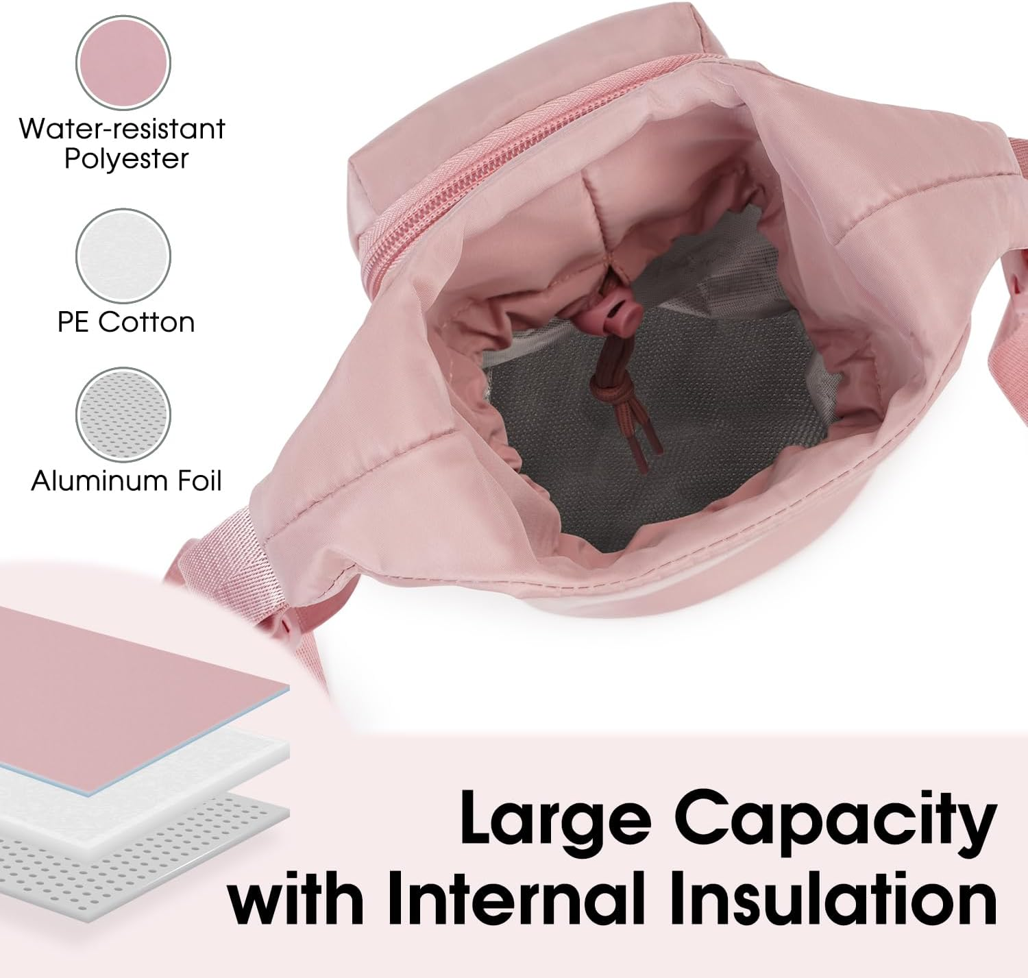 Ceneda Water Bottle Carrier Bag with Phone Pocket 32Oz 40Oz Tumbler Insulated Water Bottle Holder with Adjustable Shoulder Strap Carrier Sling Bag (Pink) - Beige image number 3