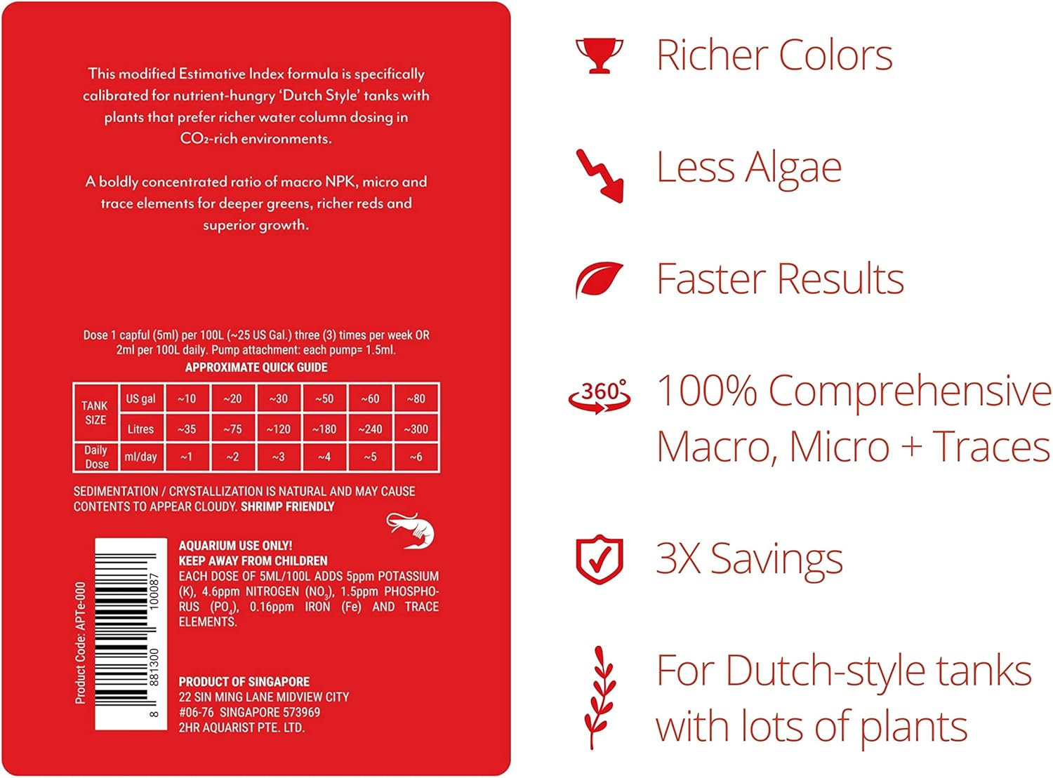 The 2HR Aquarist APT E/Estimative Index in a Bottle for Planted Aquariums (500Ml) image number 4