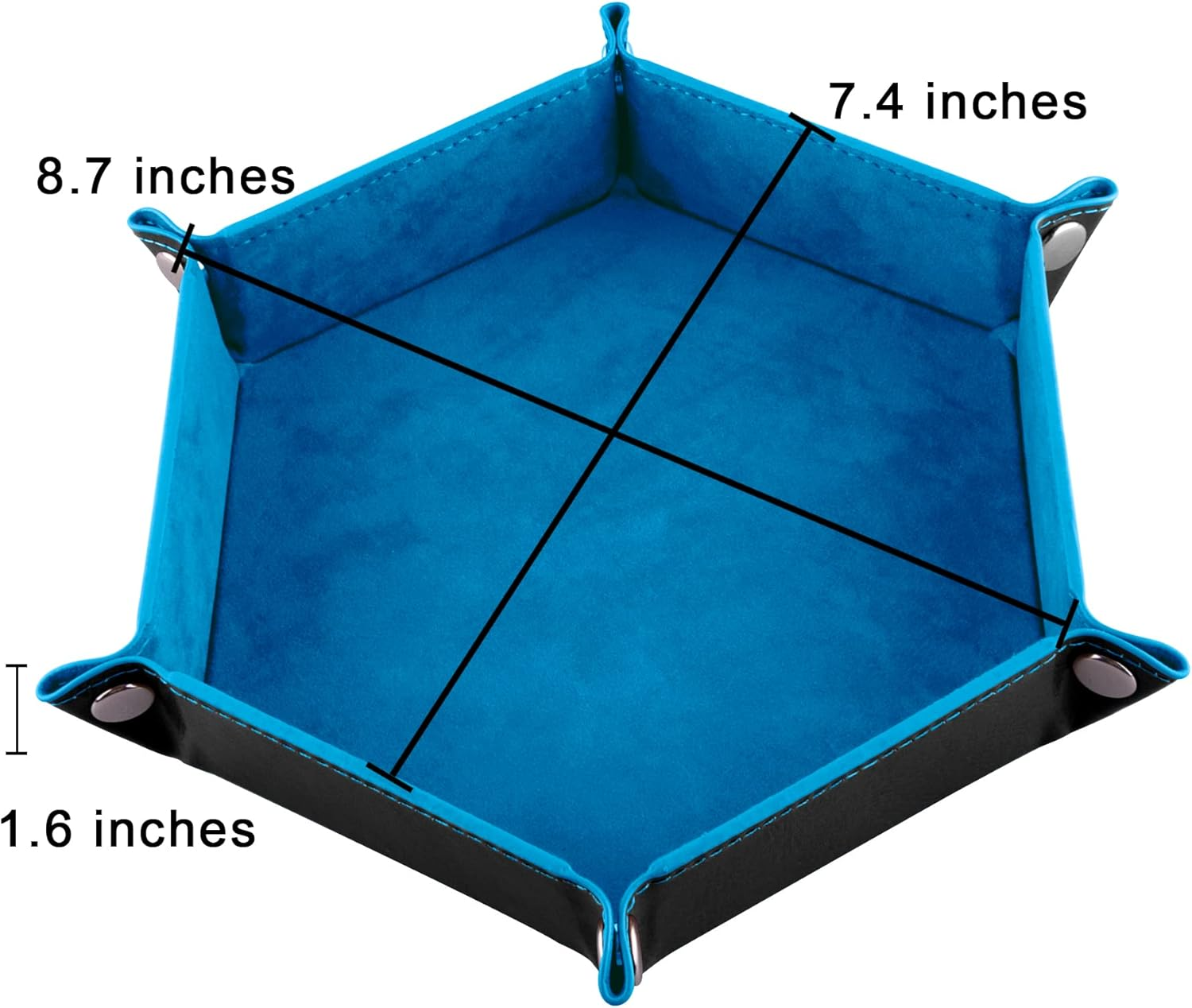 SIQUK 6-Piece Hexagon Dice Tray Set - Folding PU Leather Dice Trays for RPG, DND & Table Games (Red, Blue, Violet, Black, Green, Yellow) image number 1