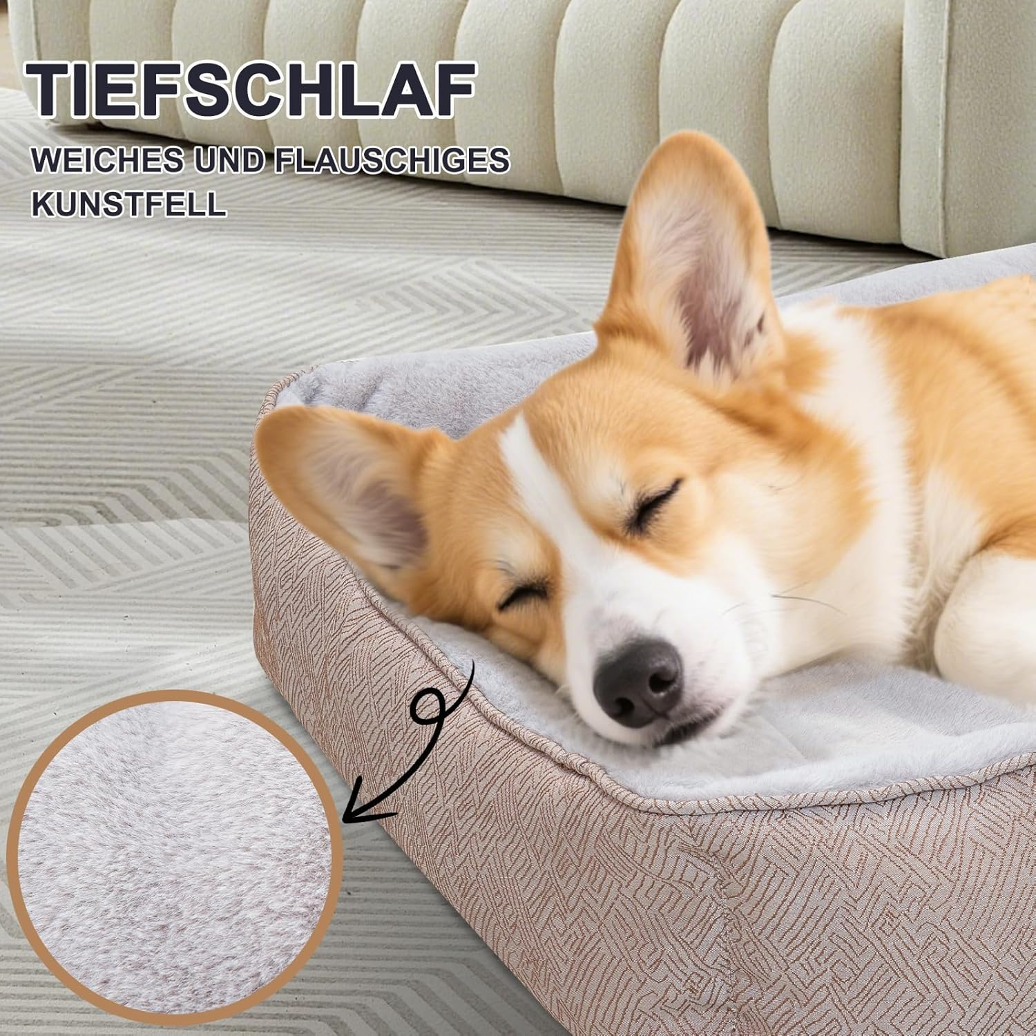 JOYELF Dog Bed Washable Calming Pet Bed, anti Anxiety Cat Bed & Sofa, Cute Plush Pet Bed for Small Dog and Cat - Small Rectangle image number 6