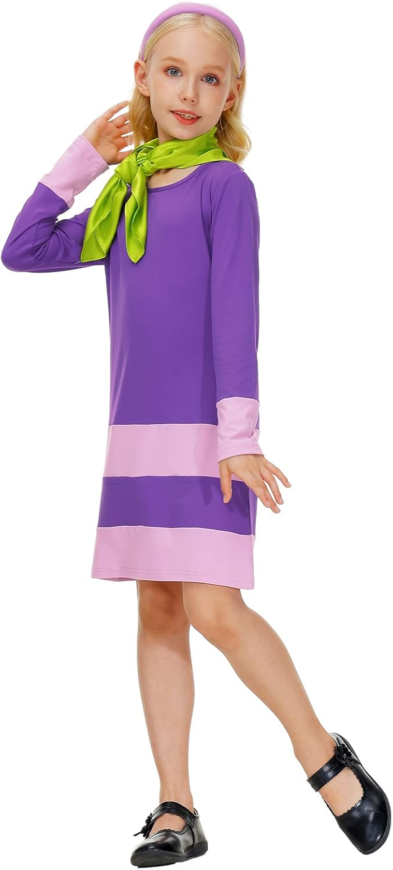 Remimi Girls Halloween Costume Party Outfit with Scarf and Headband 5-14 Years image number 2