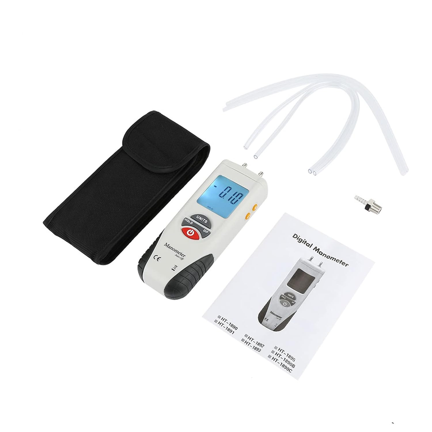 HT-1890 Digital Manometer Air Pressure Differential Pressure Meter with Large LCD Backlight for HVAC Clean Room Testing image number 1