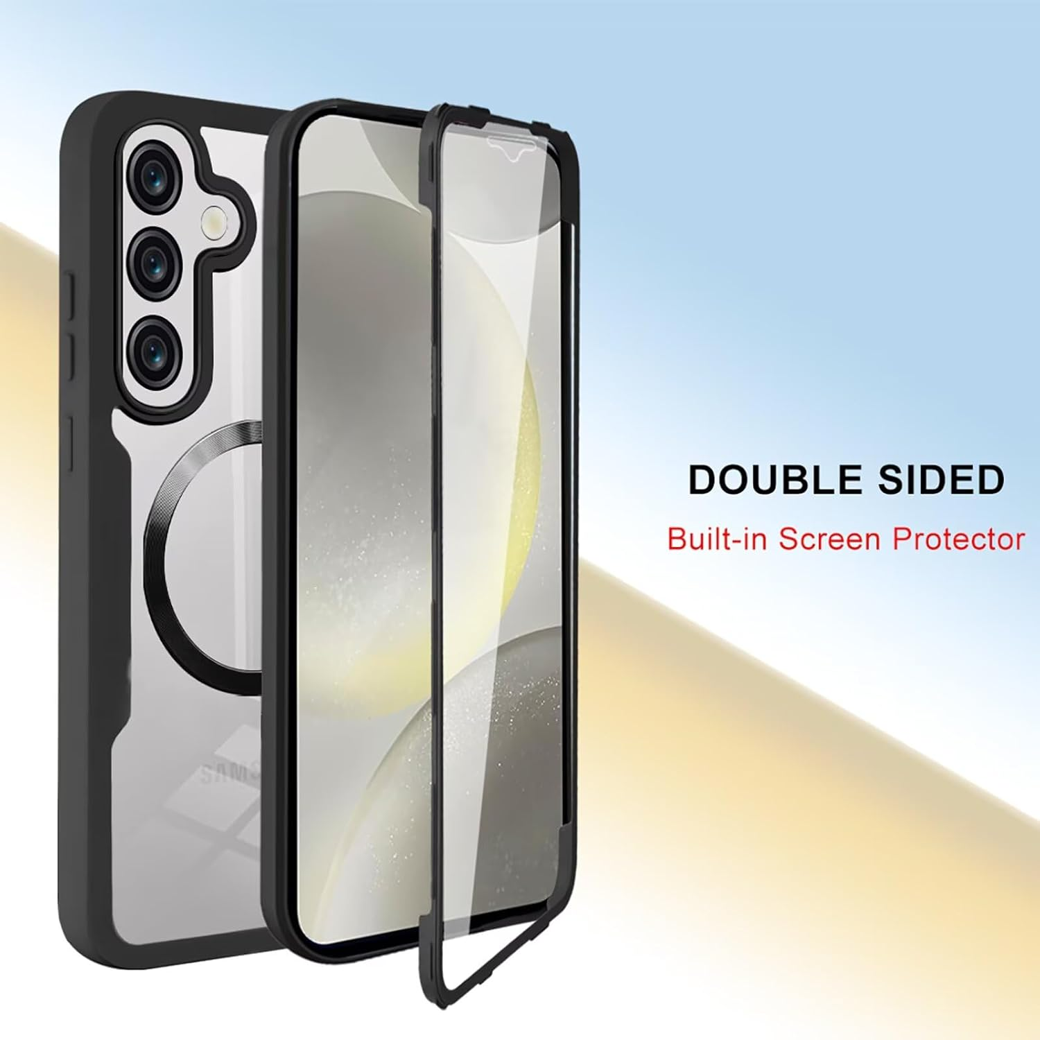 ILING Clear Case for Samsung Galaxy A17 5G/4G, Compatible with Magsafe Magnetic Suction, 360&deg; Full Body Protection Hard PC Silicone Shockproof Cover with Built-In Screen Protector (Green)