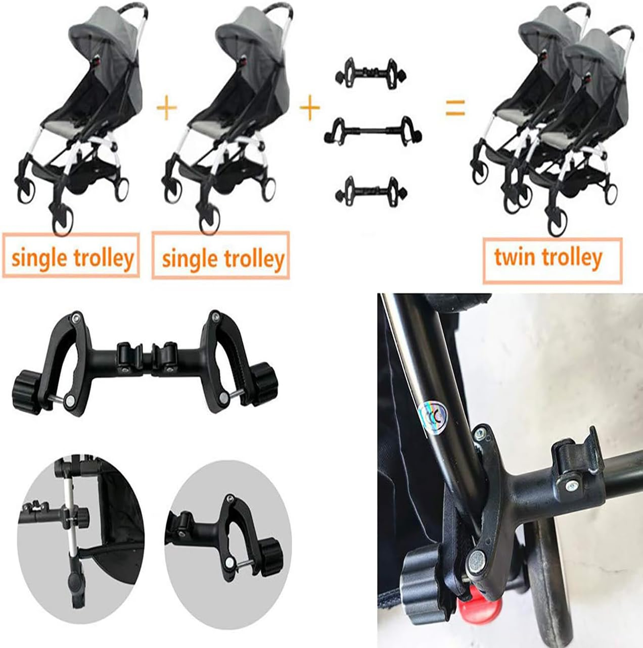 Baby Stroller Connectors, Turn 2 Strollers into an Instant Tandem Stroller, Fits Most Baby Strollers