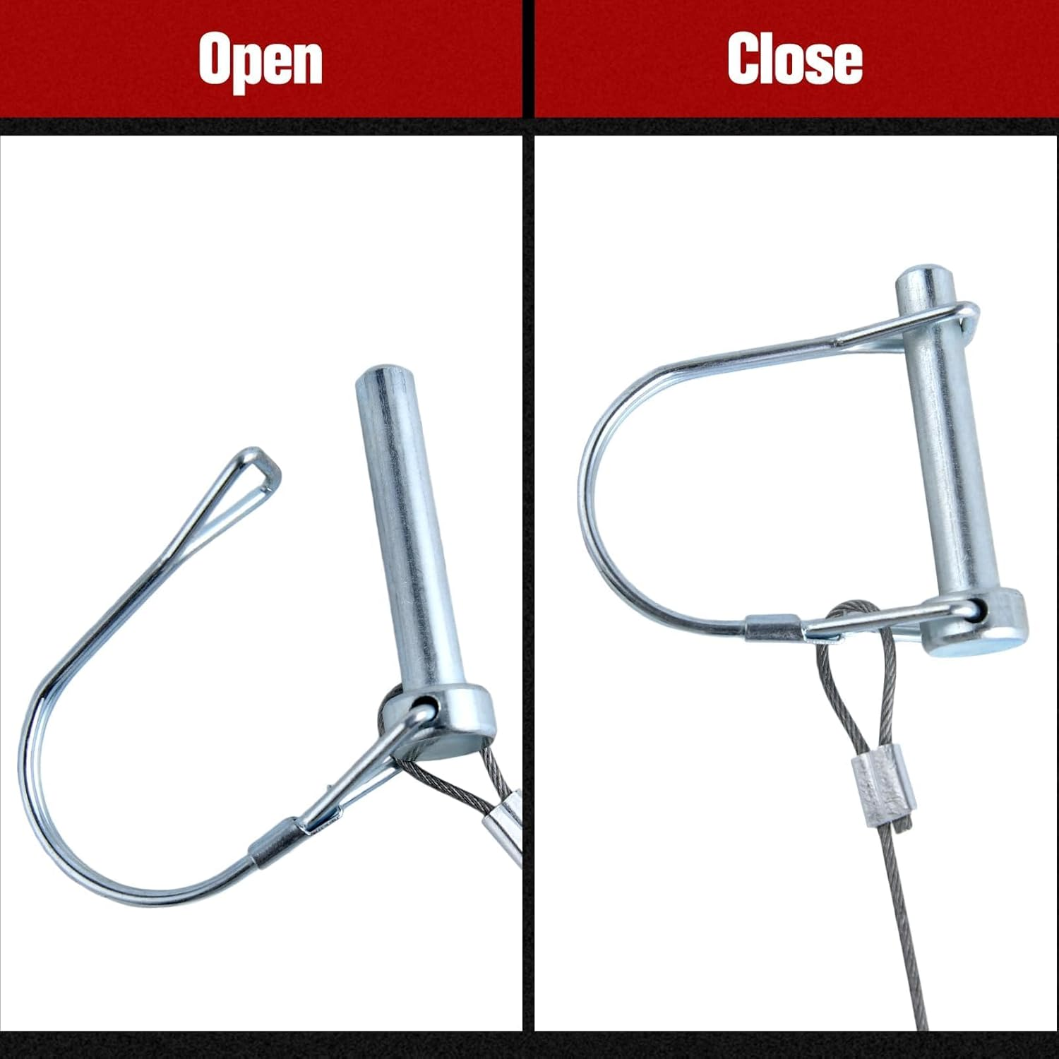 5 Pcs Trailer Coupler Pin Wire Lock Pins 5/16-Inch Diameter 1-3/4-Inch Long Square Trailer Hitch Pin with Prevents Loss Rope for Heavy Duty Farm Trailers Wagons Towing Lawn and Hitches image number 6