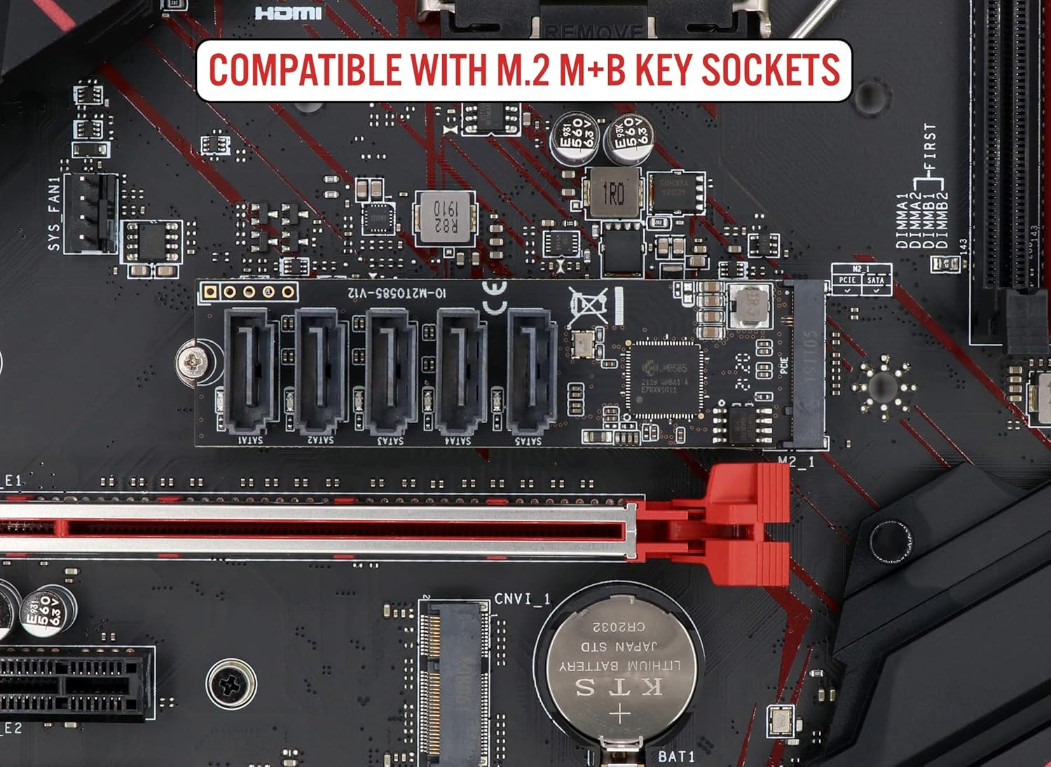 M.2 to SATA3.0 Controller Card, 5-Port SATA III 6Gbps Expansion Cards, Supports SSD and HDD, Compatible with Windows/Linux/Mac OS, M2-SATA-5P-N1 - 3. M.2 To Sata 5-Port image number 6