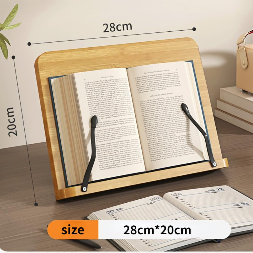 Frafuo Foldable Recipe Book Stand for Reading in Bed (28 * 20Cm)-Cook Book Holders for Kitchen Counter with 2 Adjustable Metal Page Holders-Cookbook Stand for Desk with 8 Adjustable Height image number 6