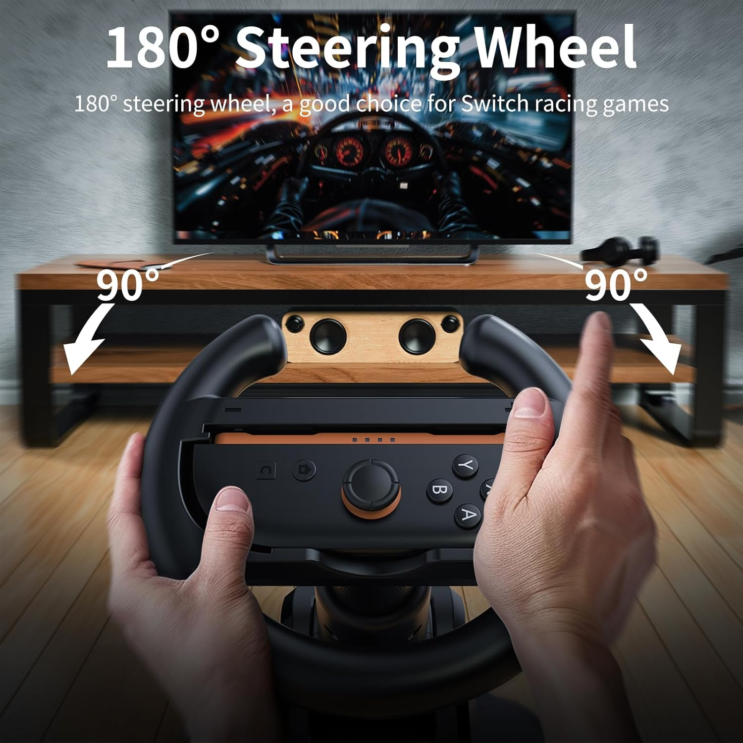 HONCAM Steering Wheel for Nintendo Switch/Switch 2, Racing Wheel Table Attachment with 4 Suction Cup for Joycons, Enhanced Stability for Immersive Racing Games, Black image number 1