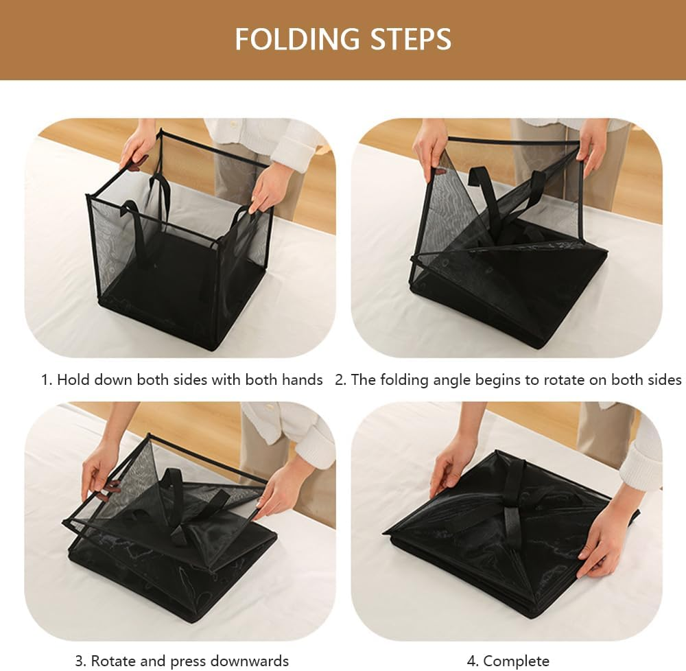 2-Pack Collapsible Laundry Basket with Carry Handles &ndash; Foldable Mesh Hamper for Clothes, Household Storage, Kids Room, Dorm, Bathroom, Travel & Camping image number 4