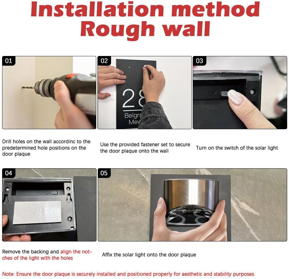Custom Solar House Sign, Personalised House Number with Solar Light, Leddoor Name Plaque, Modern Door Number Plaque, Light up Door Plaque Address Sign for Houses/Yard