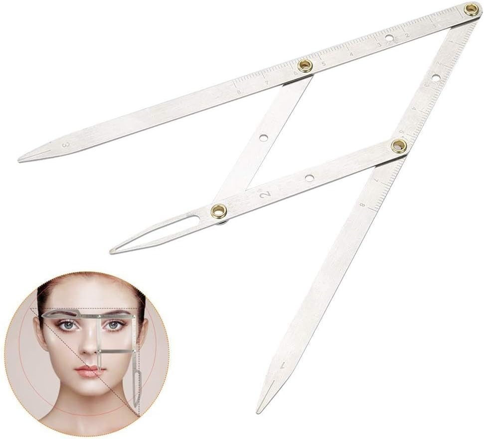 CYSFETENA Eyebrow Measuring Ruler, Foldable Stainless Steel Eyebrow Ruler with Golden Ratio for Precise Eyebrow Measurement, Ideal for Eyebrow Tattoo, Microblading Permanent Makeup image number 3