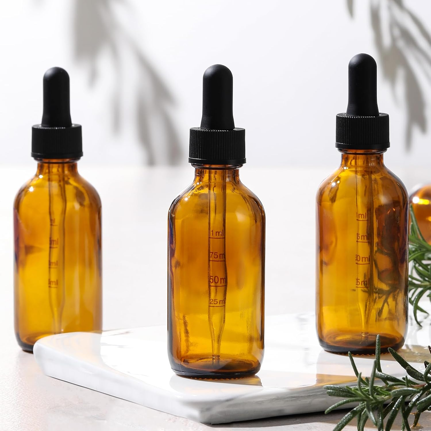 4 Pack 1 Oz Glass Dropper Bottles with Measured Dropper - 30Ml Dark Amber Tincture Bottles with Graduated Calibrated Glass Eye Droppers (1Ml) for Essential Oils, Liquids - Leakproof Travel Bottles image number 6