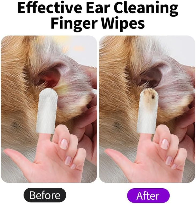 Mumoo Bear 50 Counts Ear Cleaner Finger Wipes, Dog Ear Cleaner, Grooming Kit Care for Dogs and Cats, Soft & Easy Cleaning Pads, Remove Wax, Dirt & Stop Smelly, Itchy, Non-Irritating-Upgraded image number 6