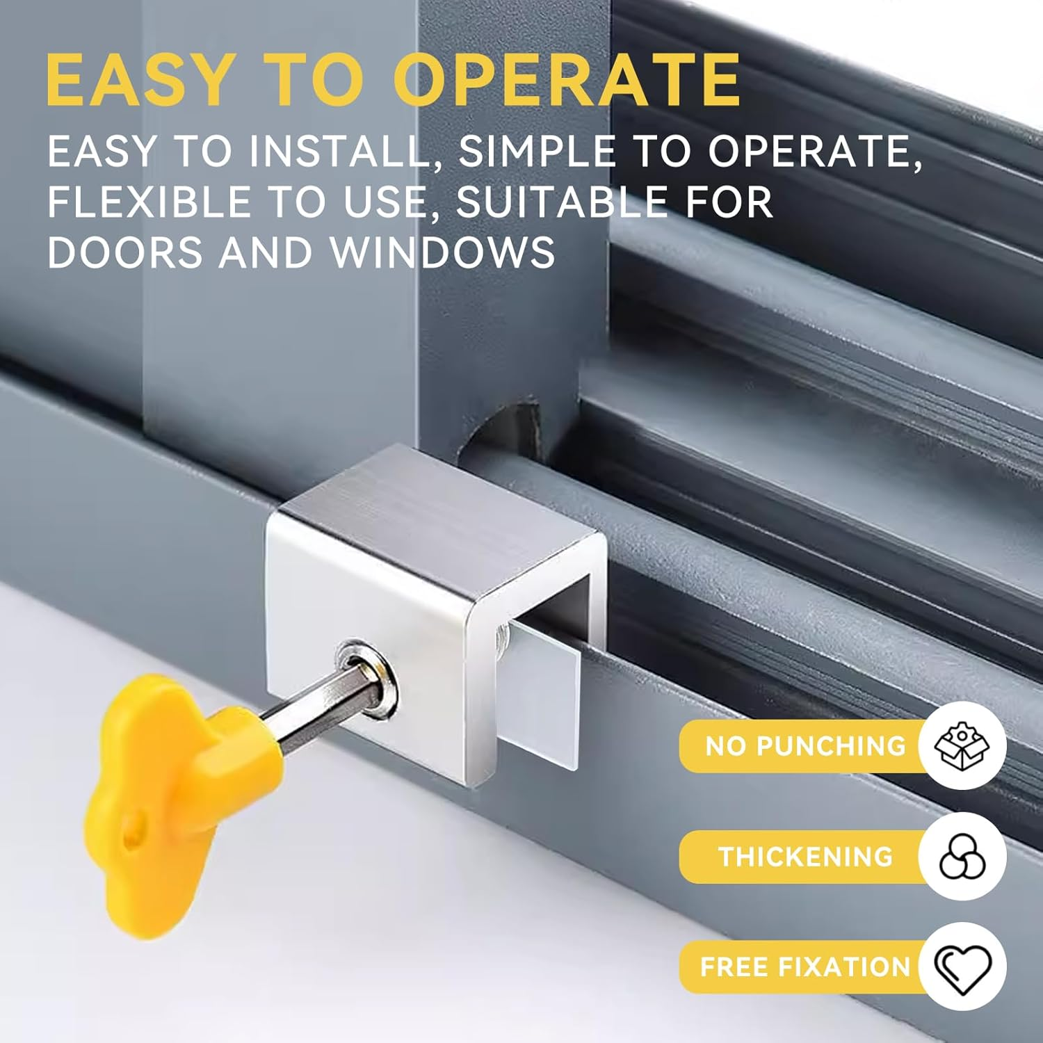 10 Pcs Sliding Window Locks with Key, Adjustable Security Locks for Vertical or Horizontal Windows and Doors, Childproof Aluminum Safety Lock for Home and Office Use image number 5