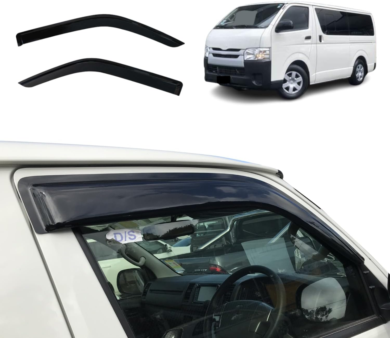OAD4X4 Weathershields Compatible with Toyota Hiace 2005-2019, Injection Weather Shields Window Visors Wind Deflectors Sun Rain Guard 2PCS Set image number 5