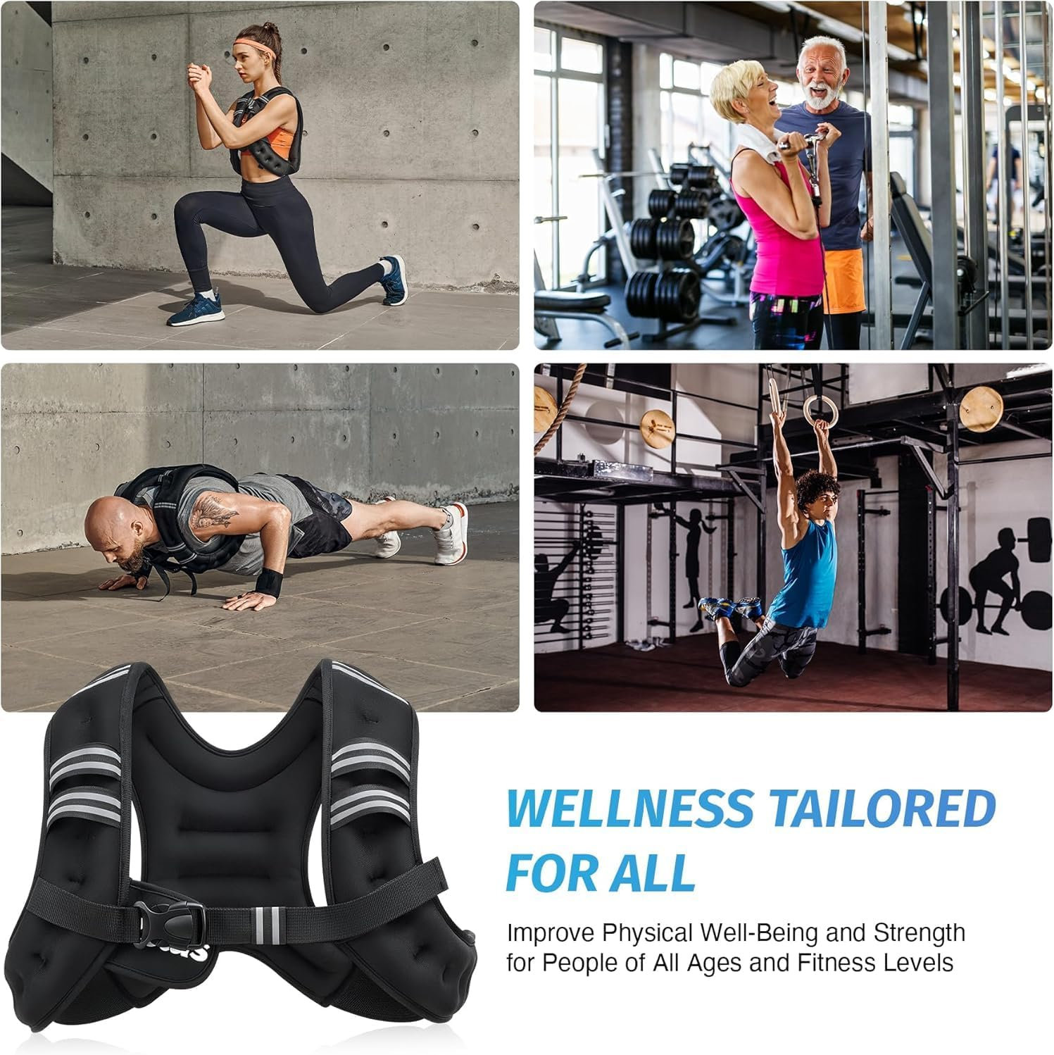 Weighted Vest for Men and Woman, 6Lb/8Lb/12Lb/16Lb/20Lb/25Lb/30Lb Weight Vest with Reflective Stripe for Workout, Strength Training, Running, Fitness, Muscle Building, Weight Loss, Weightlifting image number 5