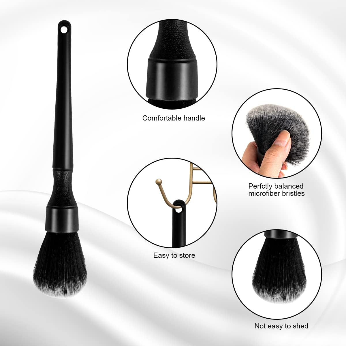 Pack of 2 Car Cleaning Brushes, Soft Detailing Brush, Car Dust Brush, Rim Brush, Car Care Cleaning Brush, Car for Cockpit Interior Fittings, Rims, Alloy Wheels, Engine, Engine Compartment image number 3
