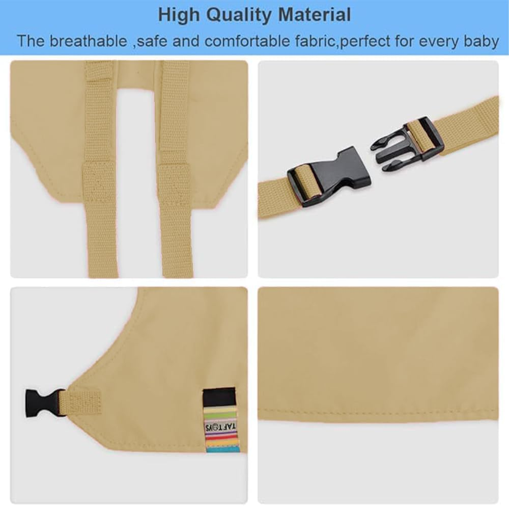 Portable High Chair, Travel High Chair for Toddlers with Adjustable Straps to Fit Most Chair, Portable Dining Seat Strap for Travel Home Restaurant Shopping (Khaki)