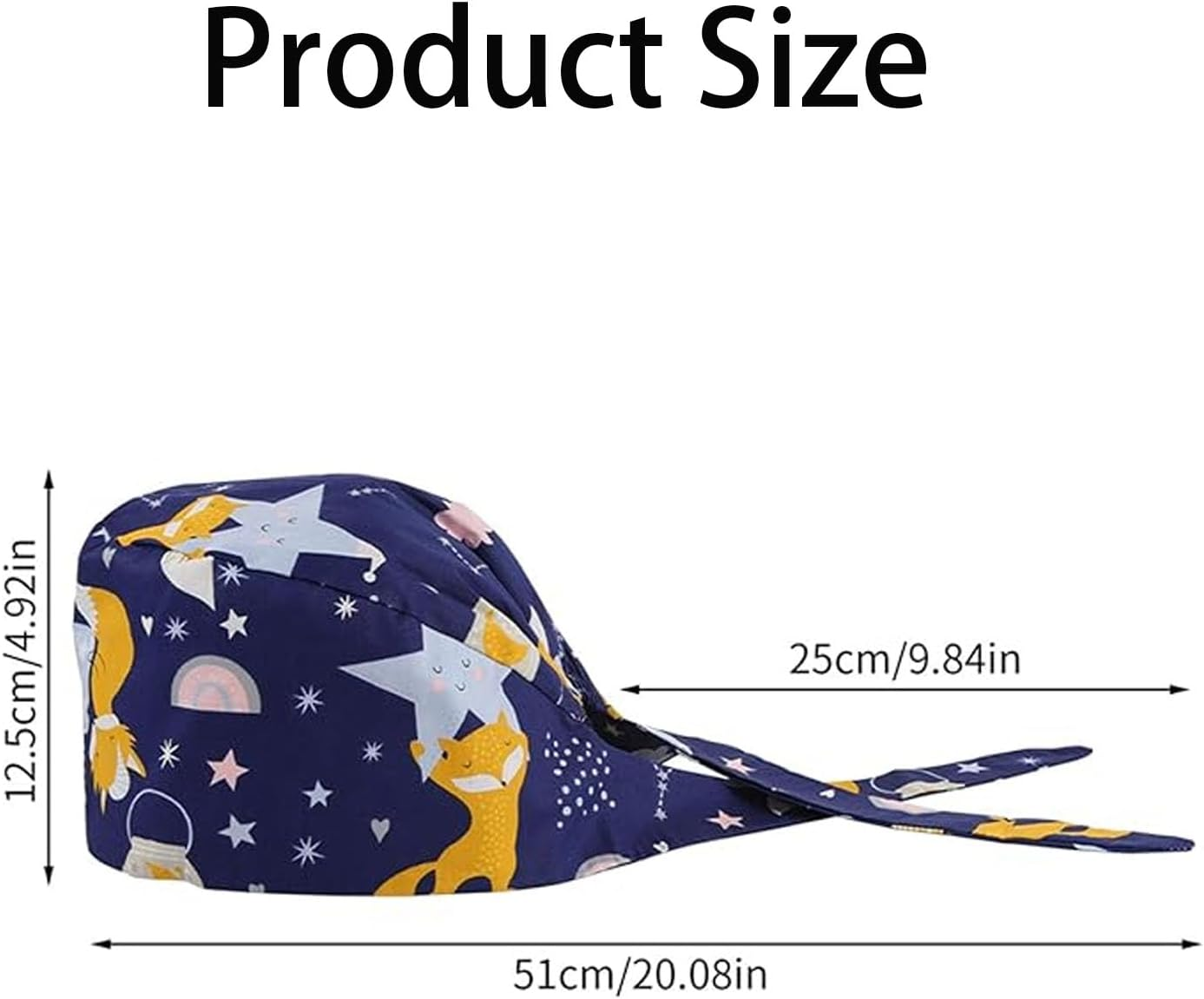DONHUA Cute Printed Bouffant Scrub Caps with Button & Adjustable Sweatband for Women image number 2