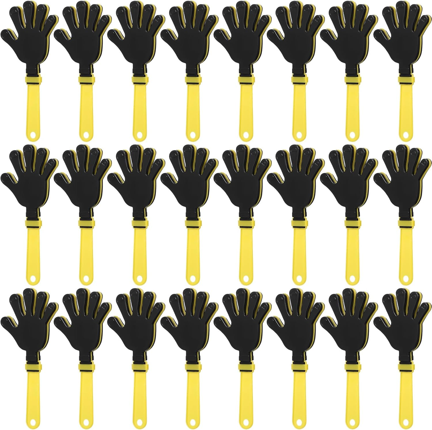 ZCYSRLQIN 24 Pcs Hand Clappers 7.5 Inch Plastic Clappers Noisemakers Party Favors Clapping Noise Maker Birthdays Game Prizes Classroom Rewards Football Sporting Events Cheers Supplies (Yellow,Black) image number 6