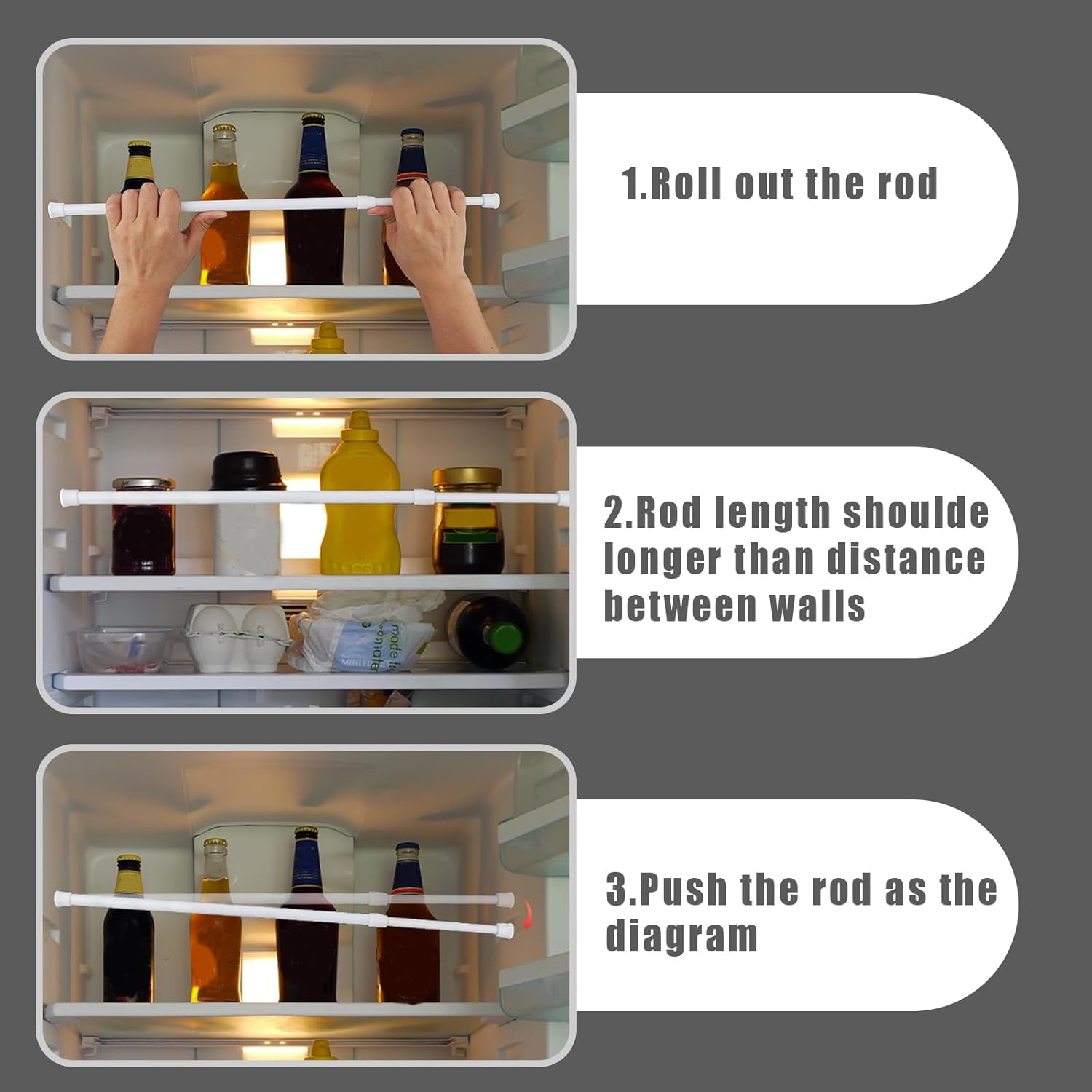 4Pcs RV Refrigerator Bars, 15.8-27.6 Inch Adjustable RV Fridge Tension Bars Tension Rods Extendable RV Fridge Brace for Fixing Food Drinks RV Refrigerator Accessories (2 Double Bars, 2 Single Bars) image number 6