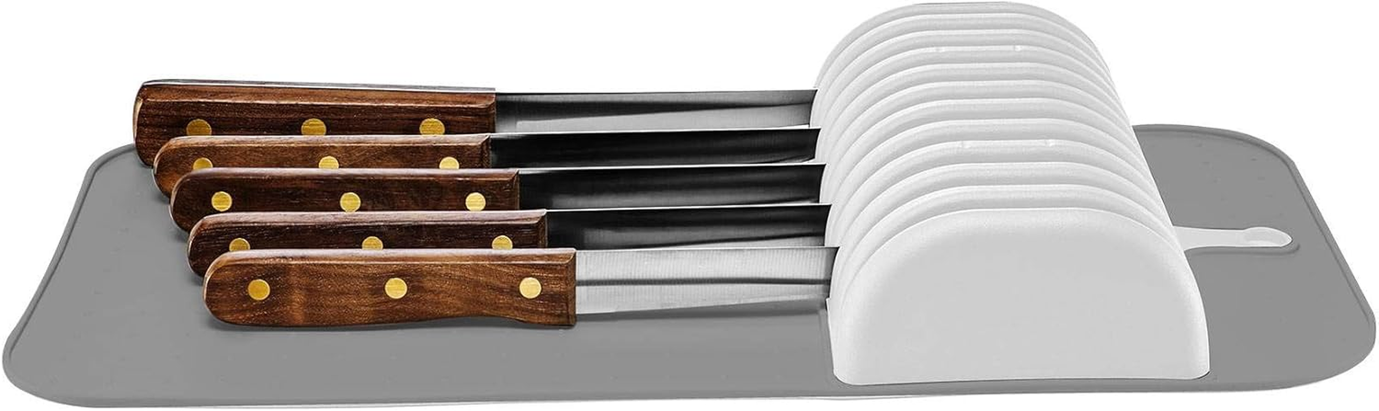 Madesmart Classic Large Knife Mat Soft-Grip, Non-Slip Drawer, Long-Lasting Home Organization, BPA Free, White image number 3