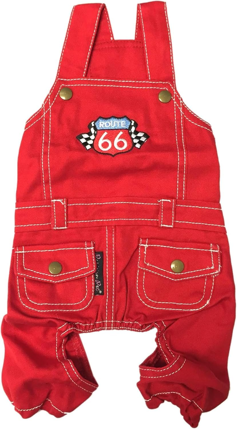 Parisian Pet Dog Clothes Cat Apparel Outfits Route 66 Jumpsuit, S