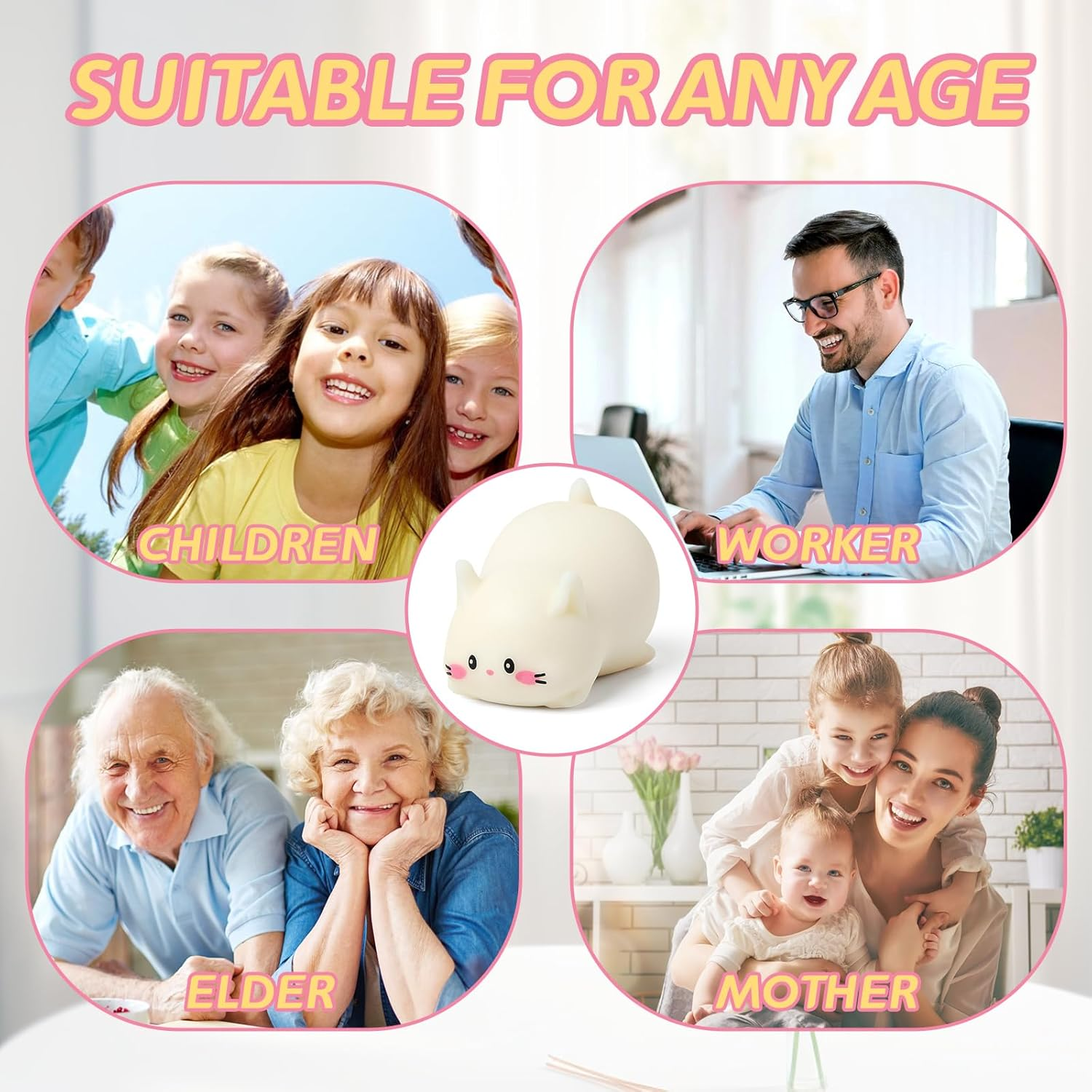 Cat Stress Balls, Cute Cat Squishy Toys for Kids and Adults, Stress Relief Sensory Toys (White), Fidget Toys Squishy Suitable Boys Girls, Animal Dough Squishies Squeeze Toys, Party Favors for Kids image number 4