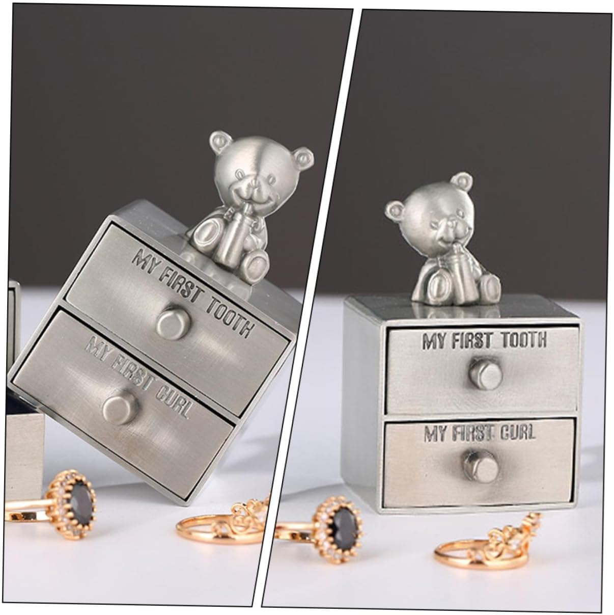 UPKOCH 2Pcs Adorable Tooth Holder Keepsake Box Decorative Trinket Storage for Teeth and Curls Design for Newborns and Showers image number 4