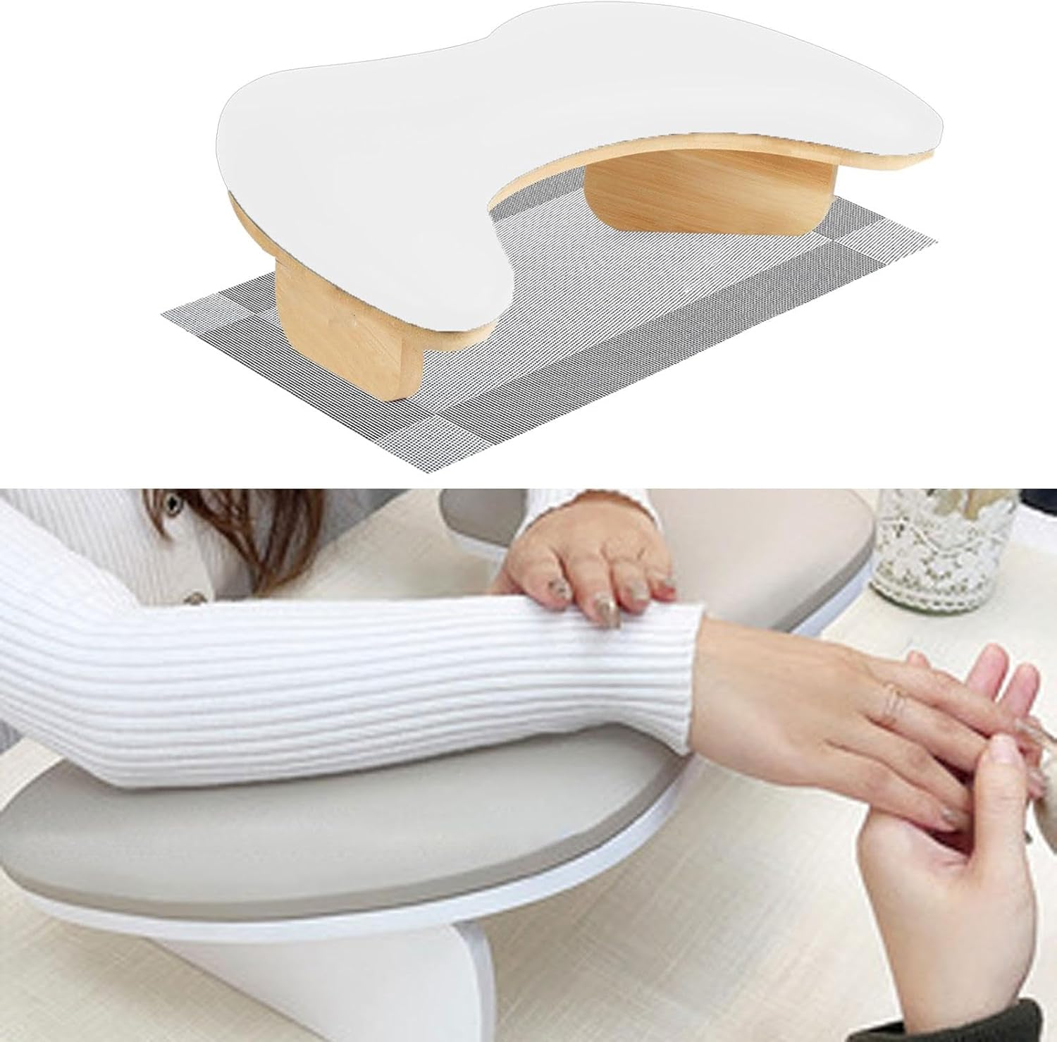 Garende Nail Arm Rest Sturdy Professional Hand Rest Pillow Accessories for Salon Manicurist Home, White - White image number 1