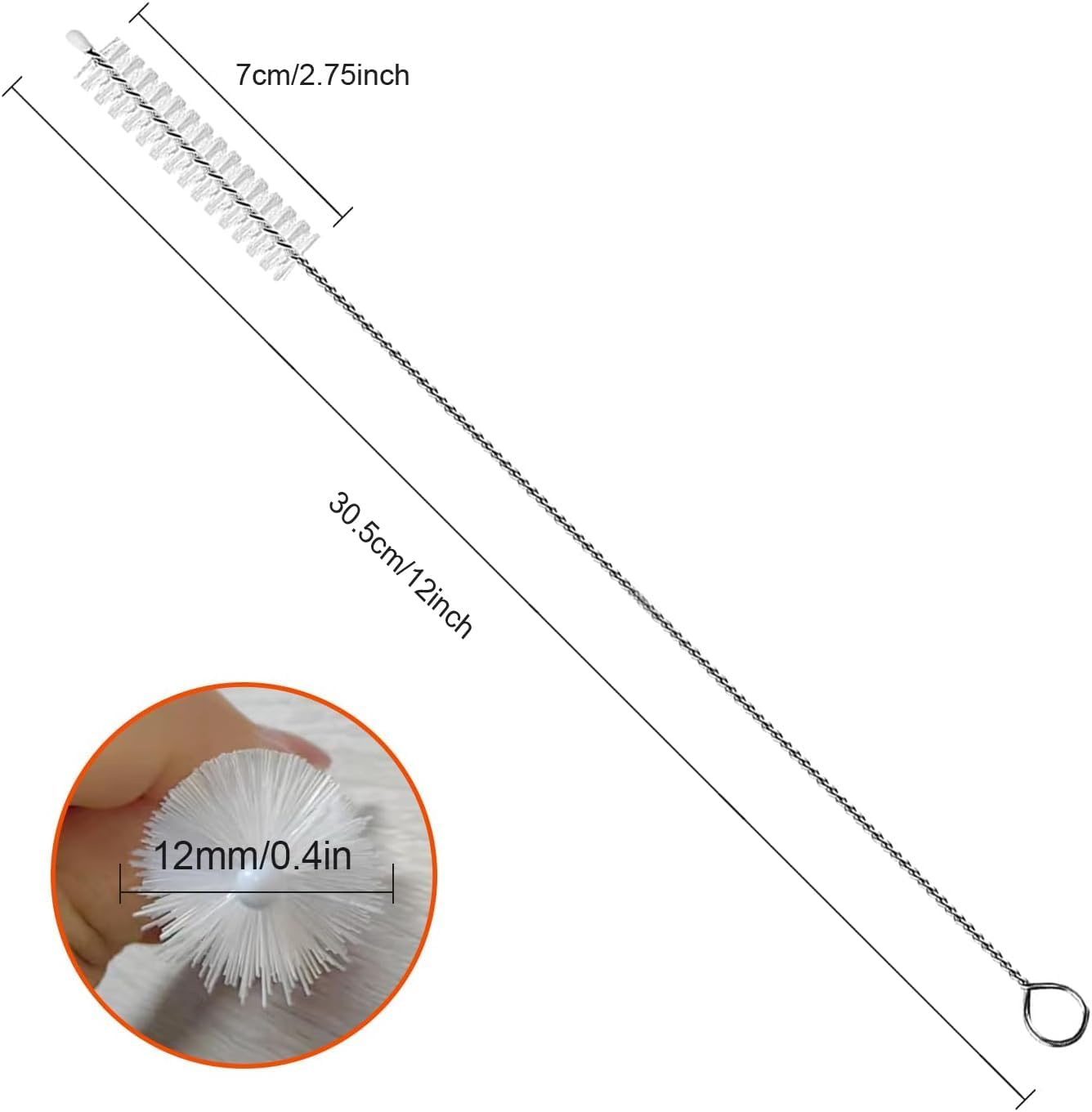 10 Pack Long Straw Cleaner Brush Extend 12 Inch, Extra Wide 12Mm Diam Pipe Cleaners,H HOME-MART Straw Brush for Straws,Sippy Cup, Baby Water Bottle Tubes, Drinking Straw Cleaning Brush Set (Black) image number 4