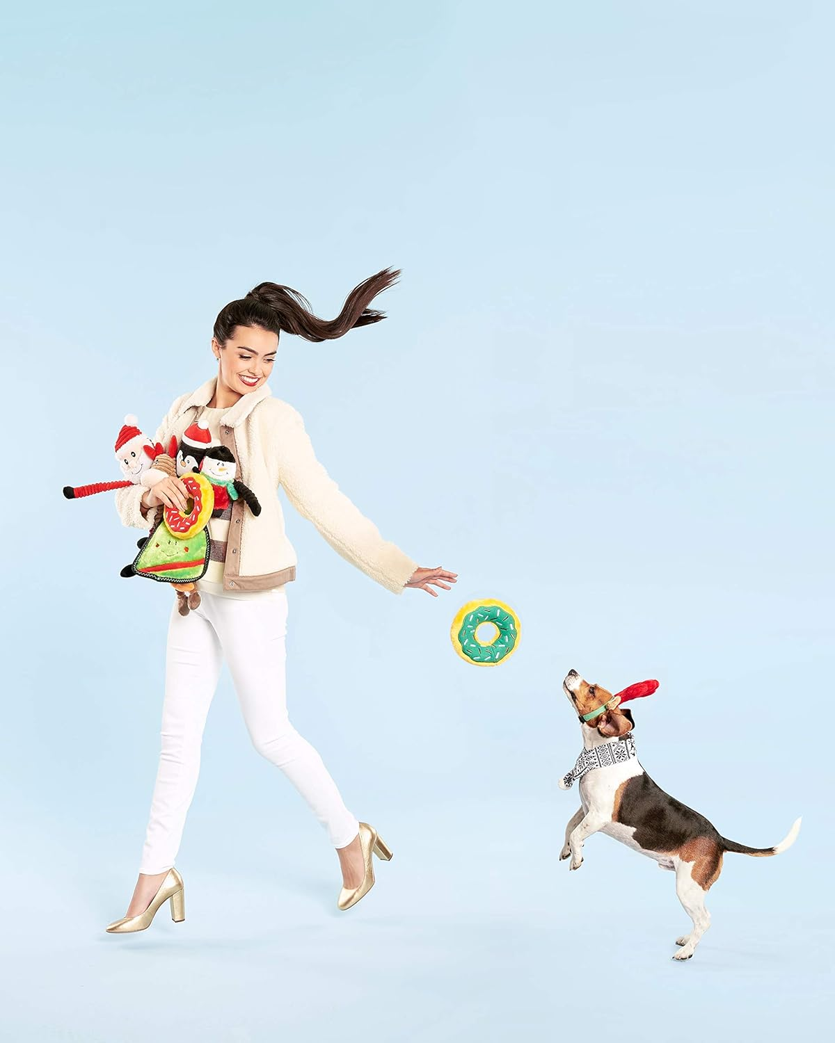 Zippypaws Holiday Crinkle - Squeaky Plush Dog Toy (Reindeer, Large) image number 5