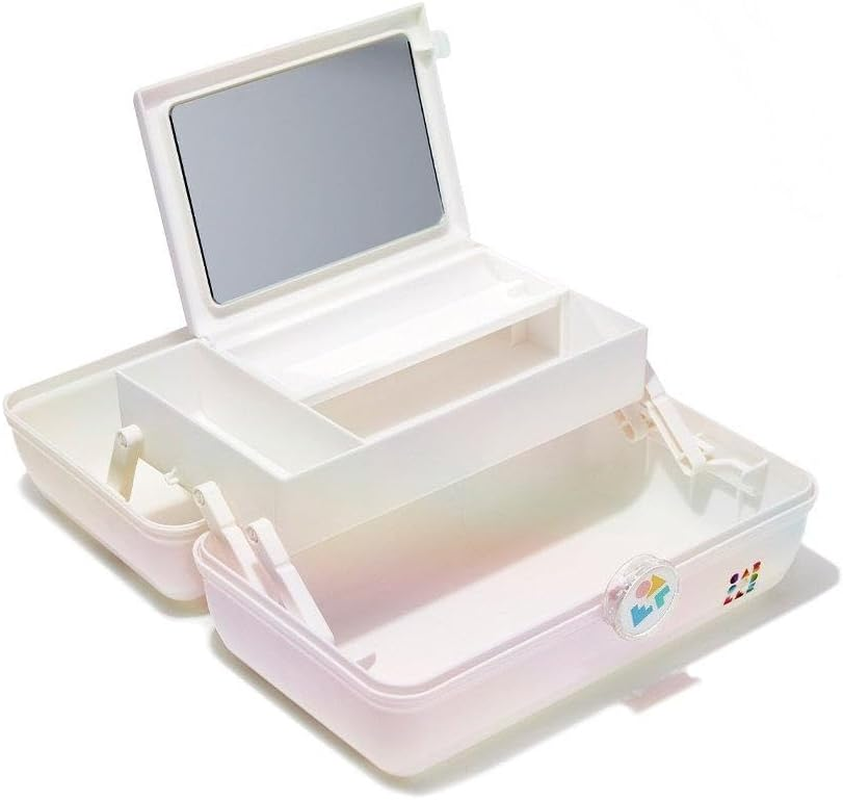 Caboodles Rainbow Rad - On-The-Go Girl Makeup Organizer, White Opal image number 1