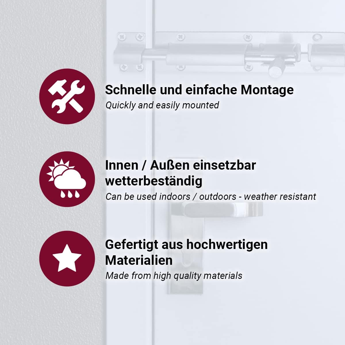 Euro Tische Stainless Steel Door Bolt for Doors and Gates Security, Heavy Duty Gate Bolt for Home, Yard and Garden (14.5 Cm) image number 2