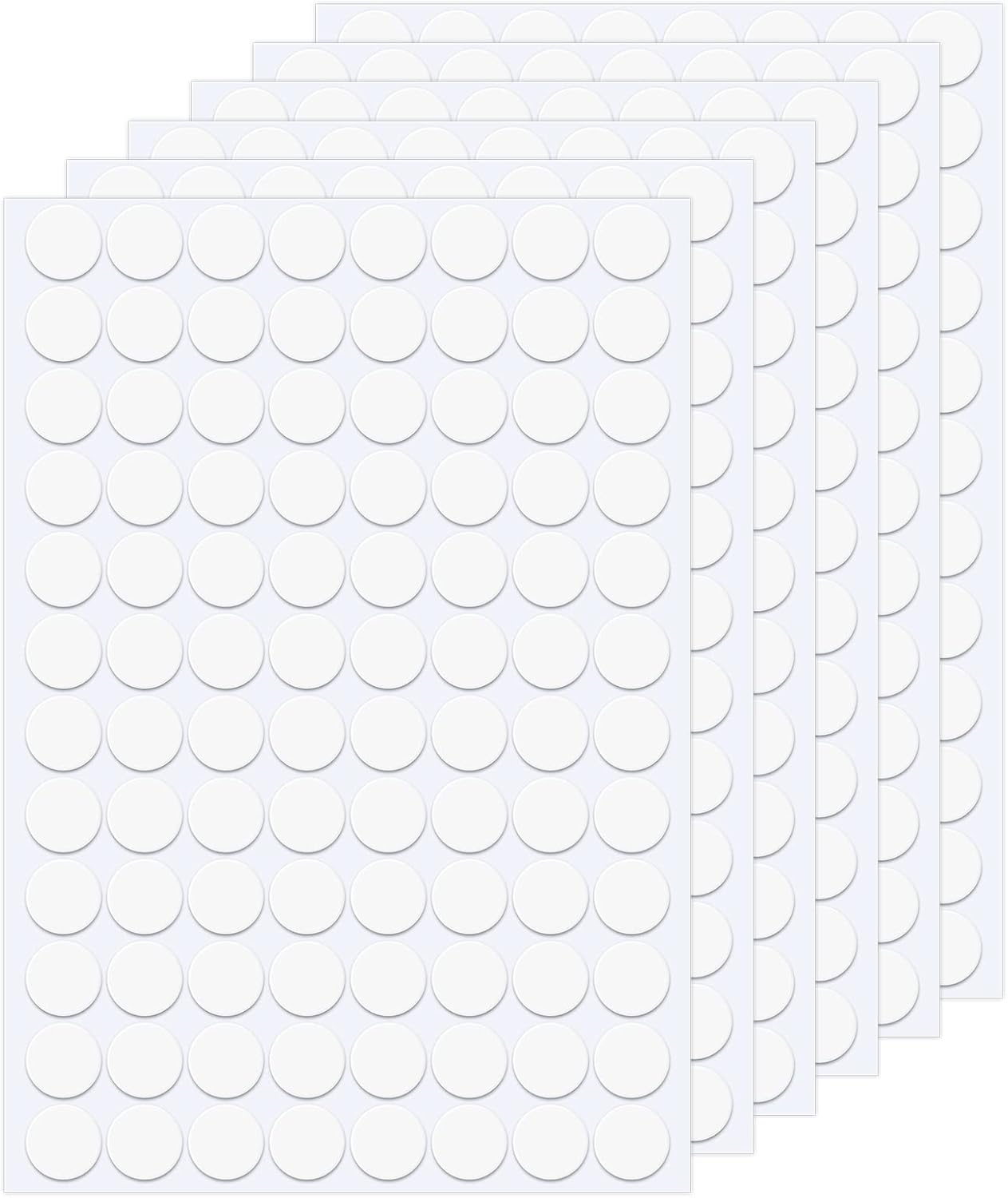Bekecidi White Self-Adhesive Screw Hole Stickers - 6 Sheets, 576Pcs Plastic Cover Caps for Wood Furniture Cabinets - 15Mm Dustproof Covers image number 5
