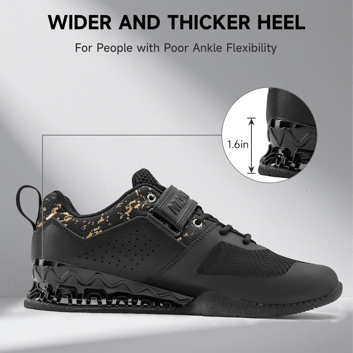 MANUEKLEAR Deadlift Shoes, Strong Anti-Slip Lifting for Men, Professional Training Weightlifting for Men and Women, Squat for Powerlifting with Rubber Non-Slip Sole image number 5