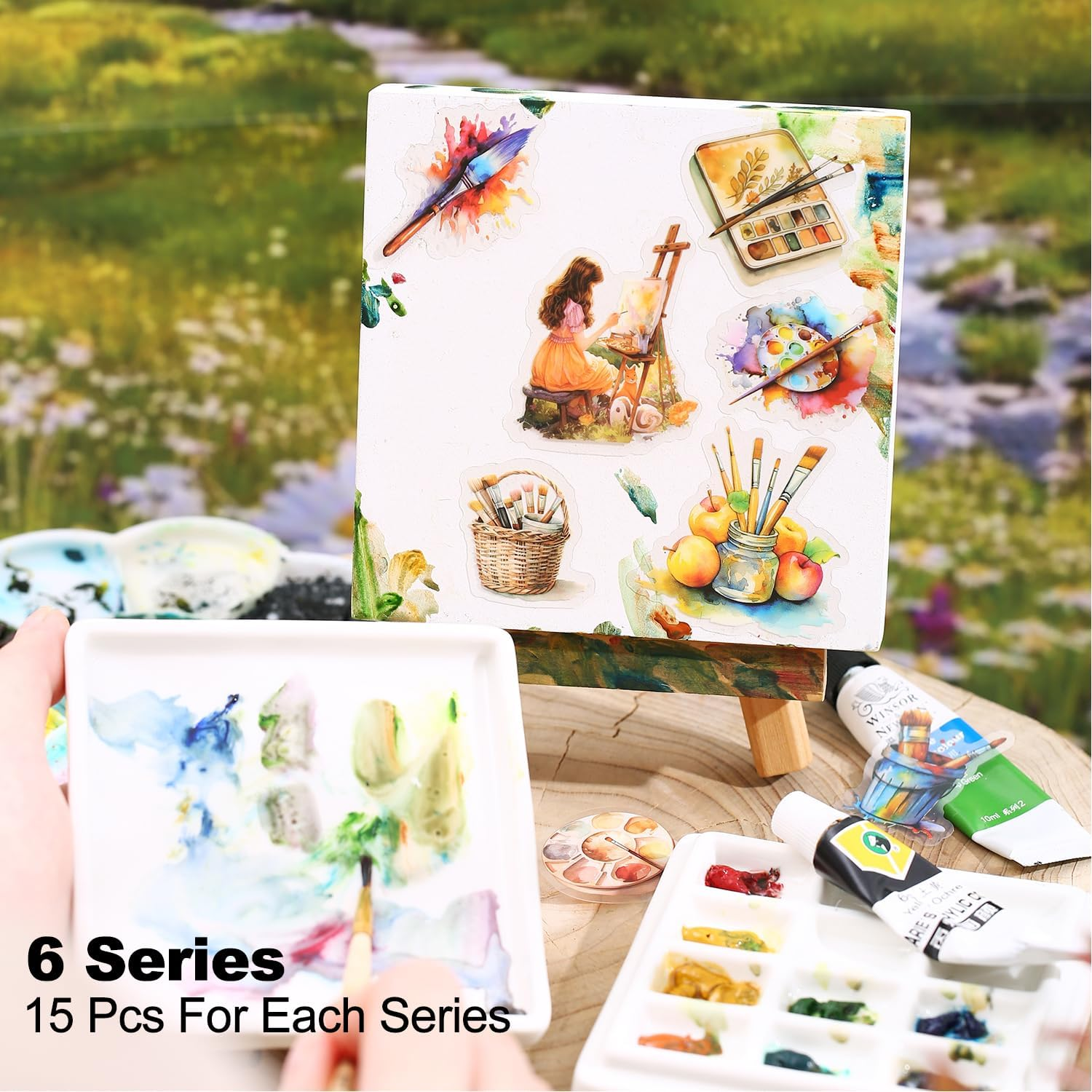 Miyouluna 90 Pcs Lanscape PET Stickers Set, Art-Themed Stickers Supplies for Scrapbooking, Journaling and DIY Crafts image number 2