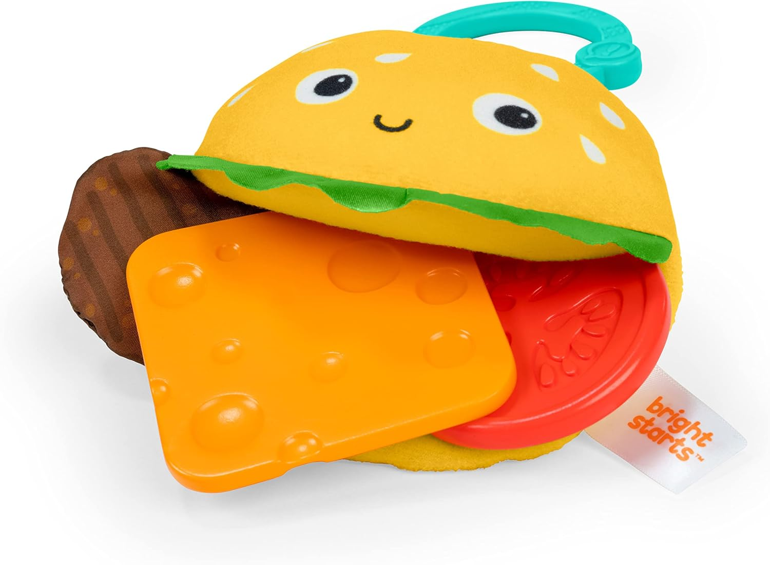 Bright Starts Say Cheeseburger on the Go Teether Activity and Stroller Toy, BPA Free, Unisex, 3 Months+ image number 6