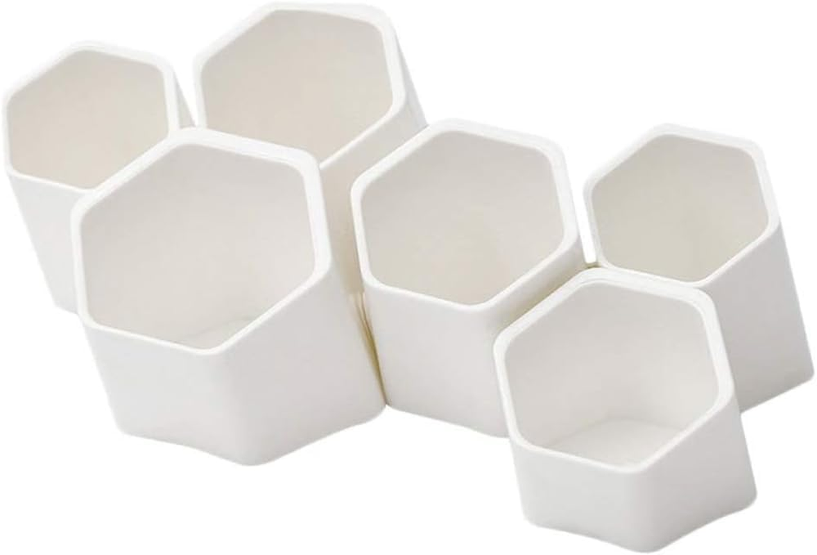 Multifunctional Desk Organizer with 6 Compartments &ndash; Oblique Pen & Makeup Brush Holder, Adhesive Wall-Mounted Pencil Cup for Office, School, Art & Home Use (White) image number 2