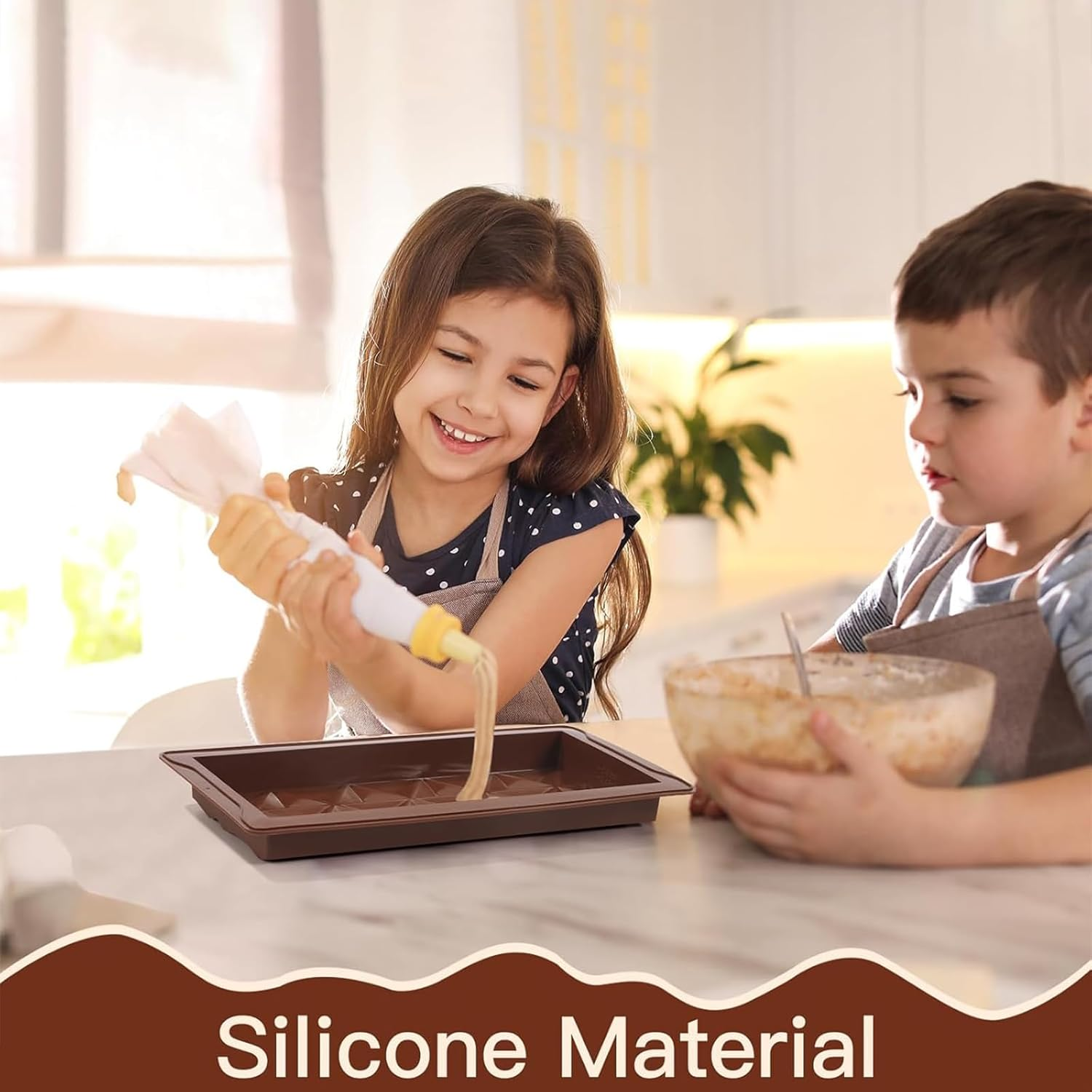 Uroboo 3 Pcs Chocolate Molds with a Scraper Premium Food Grade Silicone Chocolate Bar Molds image number 1