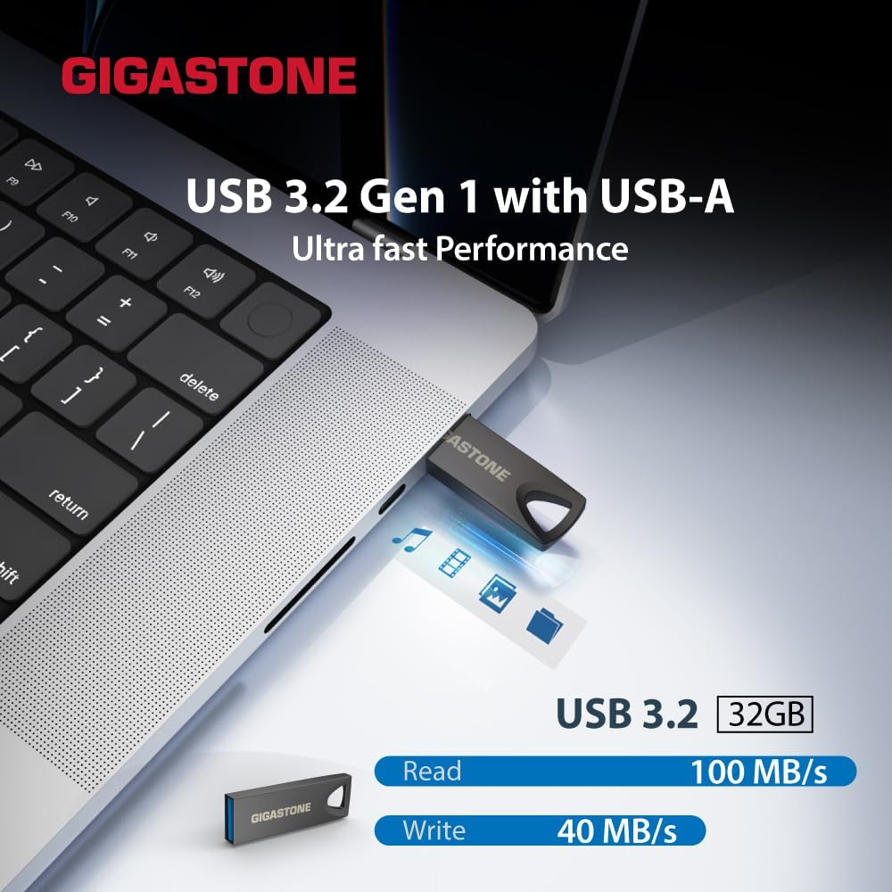 GIGASTONE Z70 32 GB 5 Pack, USB 3.2 Gen1 USB Flash Drives, Reliable for PC and Mac, Waterproof Metal, Mini and Robust, USB 2.0/3.0 Compatible image number 2