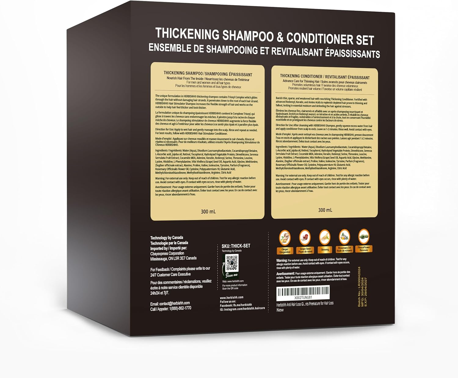 Herbishh anti Hair Loss Ginger Extract Thickening Shampoo & Hair Conditioner for Hair Fall Control & Hair Growth | Suitable for All Type Hair | Sulphates & Parabens Free image number 5