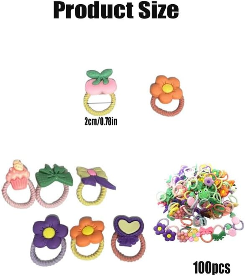 100Pcs Baby Hair Ties for Girls,Soft Elastic Hair Bands for Thin Hair, Gentle Ponytail Holders for Infants & Toddlers, Cute Hair Accessories image number 2