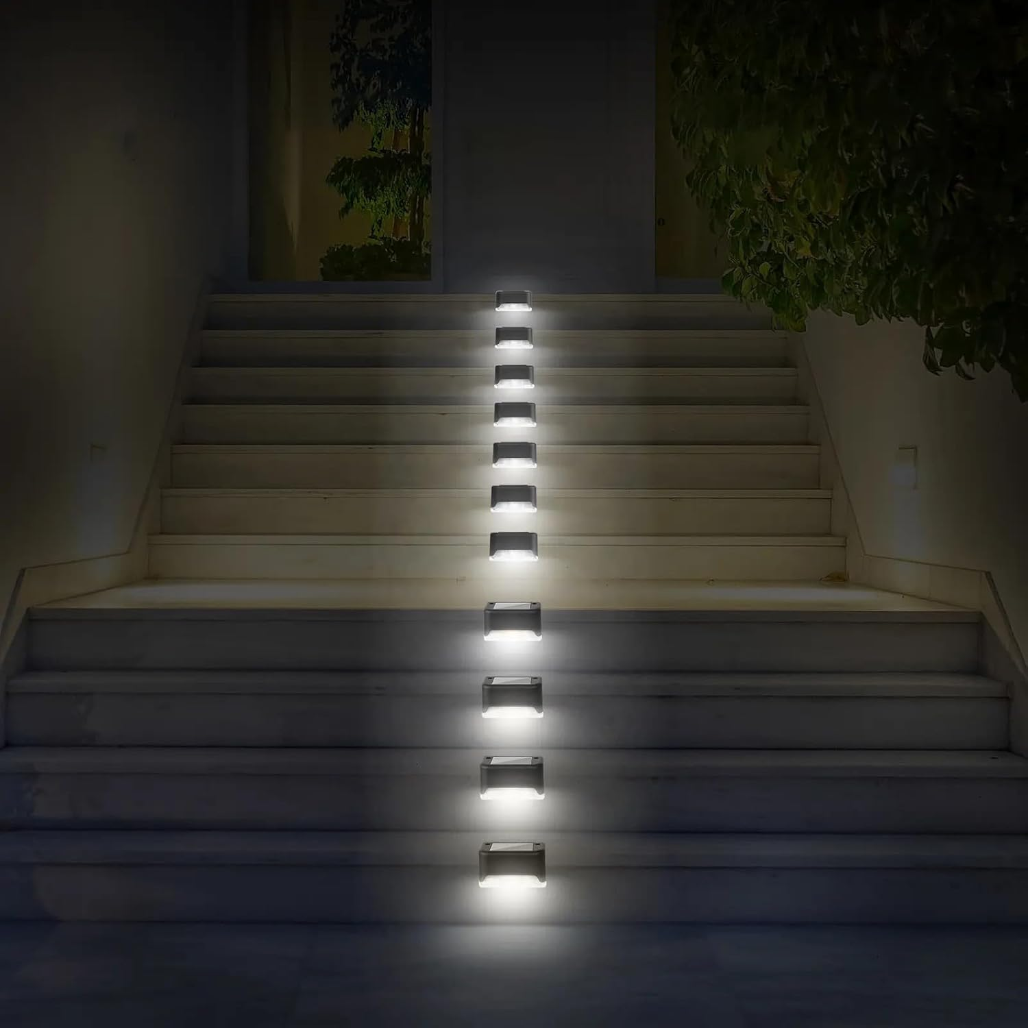 Advwin Solar Deck Lights, 16 Pack Solar Step Lights Waterproof Outdoor Solar Powered Stair Lights, LED Fence Lights for Stairs Step Fence Yard Pathway, Warm Light