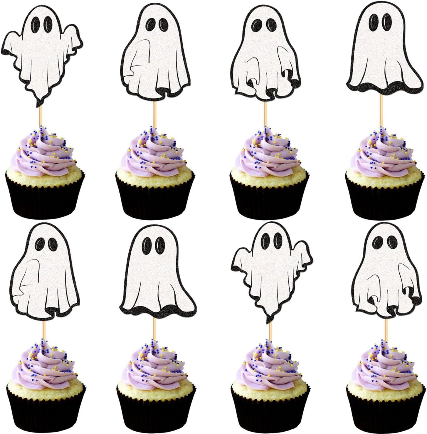 Halloween Birthday Cake Toppers Decorations, 6Pcs Moon Ghost Pumpkin Ghost Head Spider Tombstone Witch Cake Decorations Cake Decorations for Trick-Or-Treat Halloween Party Supplies Decor Witch